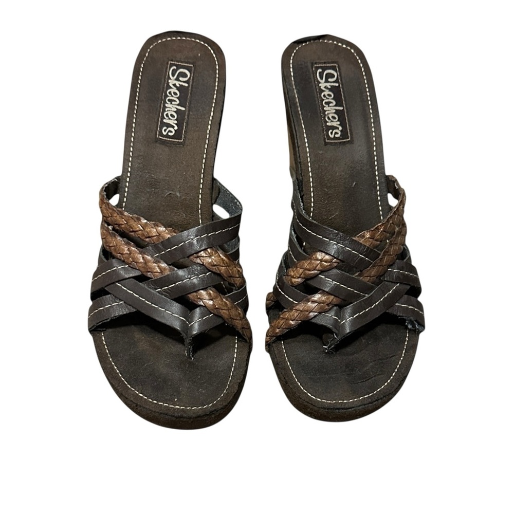Skechers Women's Black and Brown Strappy Sandals